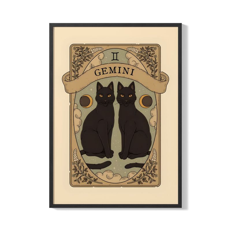 CREANGO - CUADRO POSTER ZODIACO FELINO GEMINIS 33X43