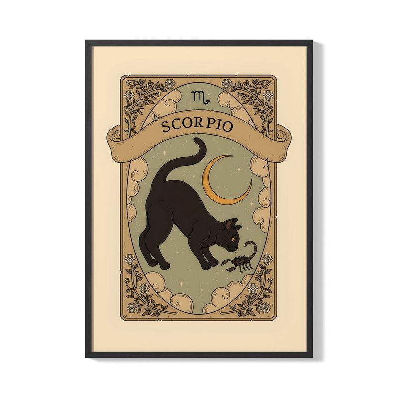 CREANGO - CUADRO POSTER ZODIACO FELINO ESCORPIO 33X43