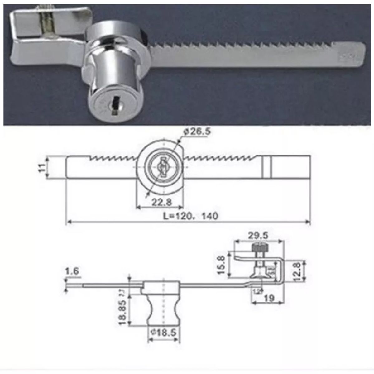 GENERICO - Cerradura Para Puerta Corredera de Vidrio 4 A 6mm