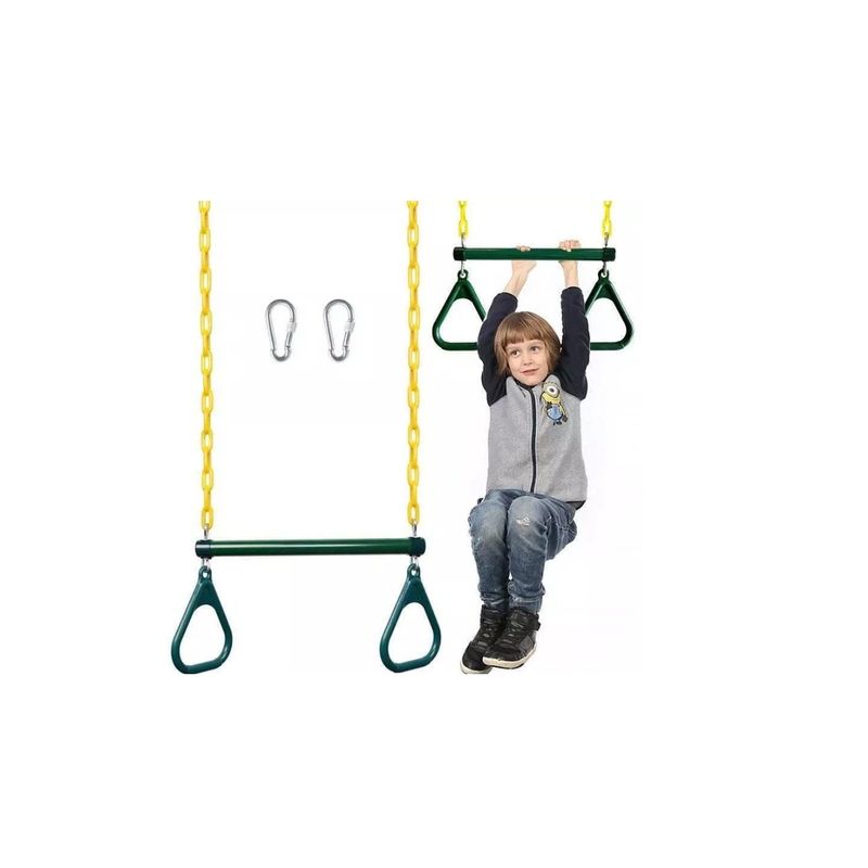 GENERICO - Barra Columpio trapecio Anillos Y Accesorios 45cmx35c Verde