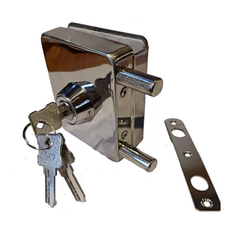 GENERICO - Cerradura Puerta Vidrio A Muro O Piso De 8 A 12mm