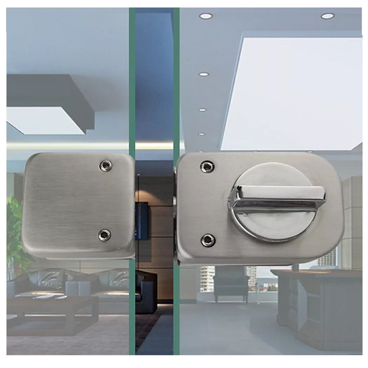 GENERICO - Cerradura Puerta Vidrio A Vidrio Pestillo De 8 A 12mm