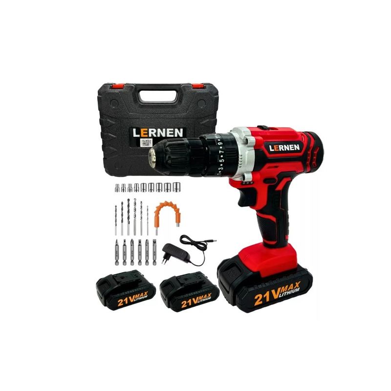 GENERICO - Taladro Percutor Destornillador Inalámbrico 21v y 2 Baterías Red