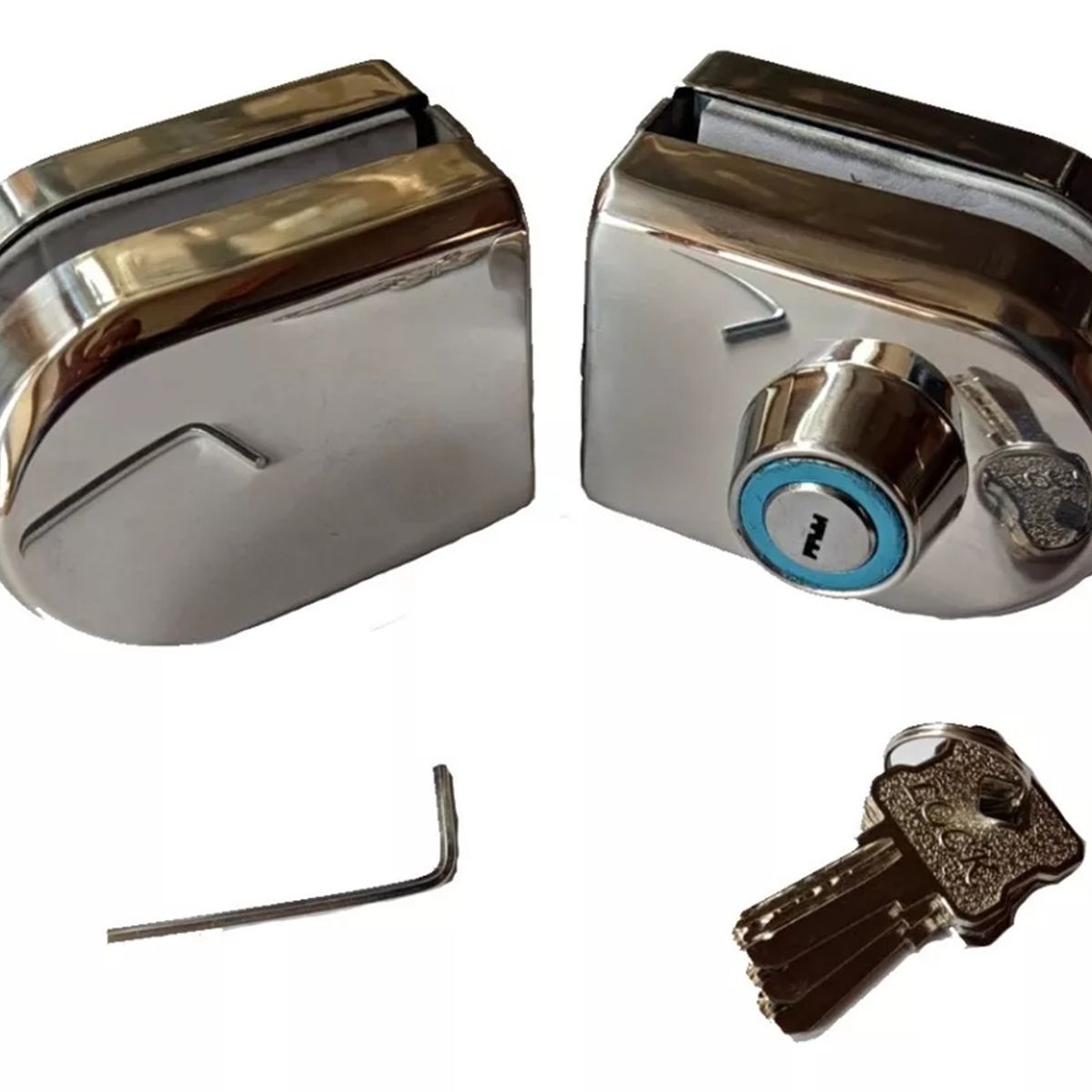 GENERICO - Cerradura Puerta Vidrio  Llave Pestillo De 8 A 12mm