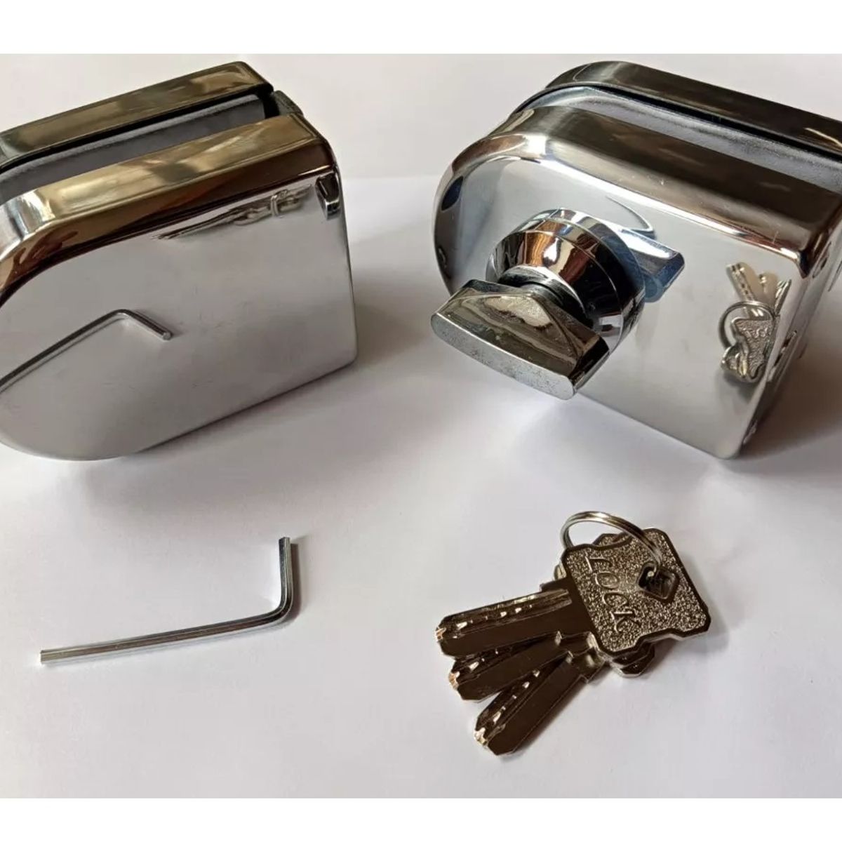 GENERICO - Cerradura Puerta Vidrio  Llave Pestillo De 8 A 12mm