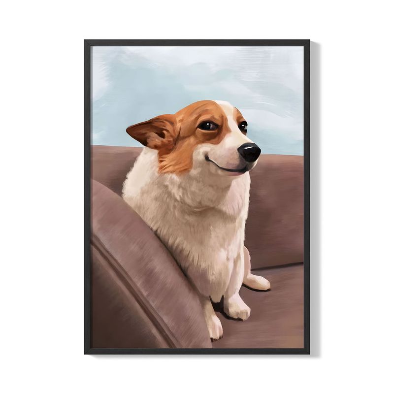 CREANGO - CUADRO POSTER MEME PERRO CORGI RIENDO 33X43