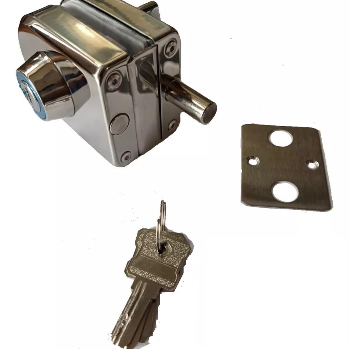 GENERICO - Cerradura Puerta Vidrio  Muro De 8 A 12mm Llave Pestillo