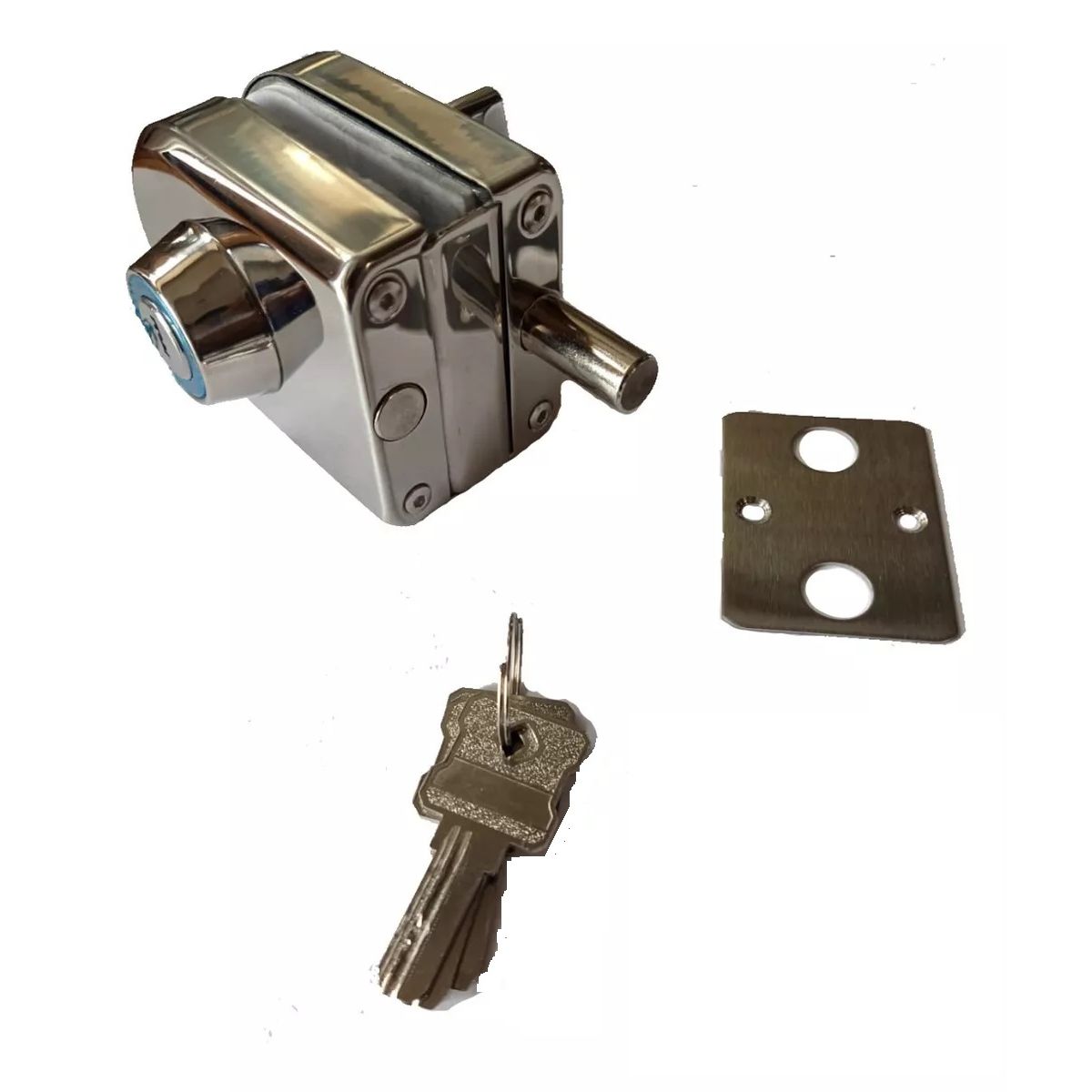 GENERICO - Cerradura Puerta Vidrio  Muro De 8 A 12mm Llave Pestillo
