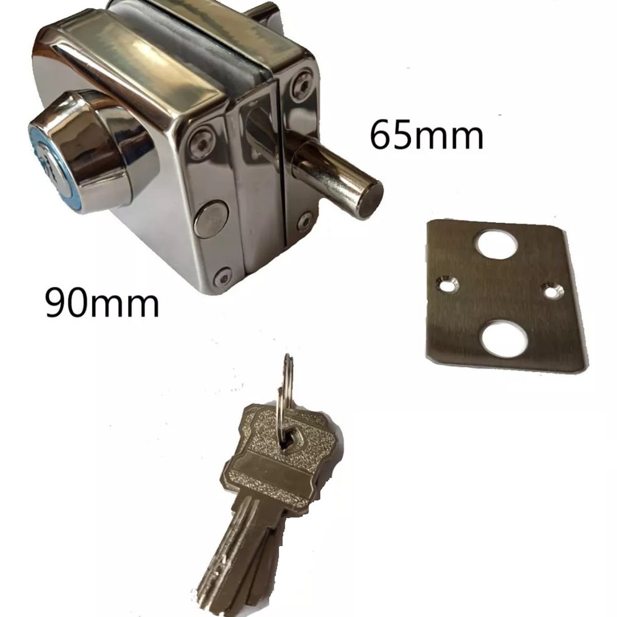 GENERICO - Cerradura Puerta Vidrio  Muro De 8 A 12mm Llave Pestillo