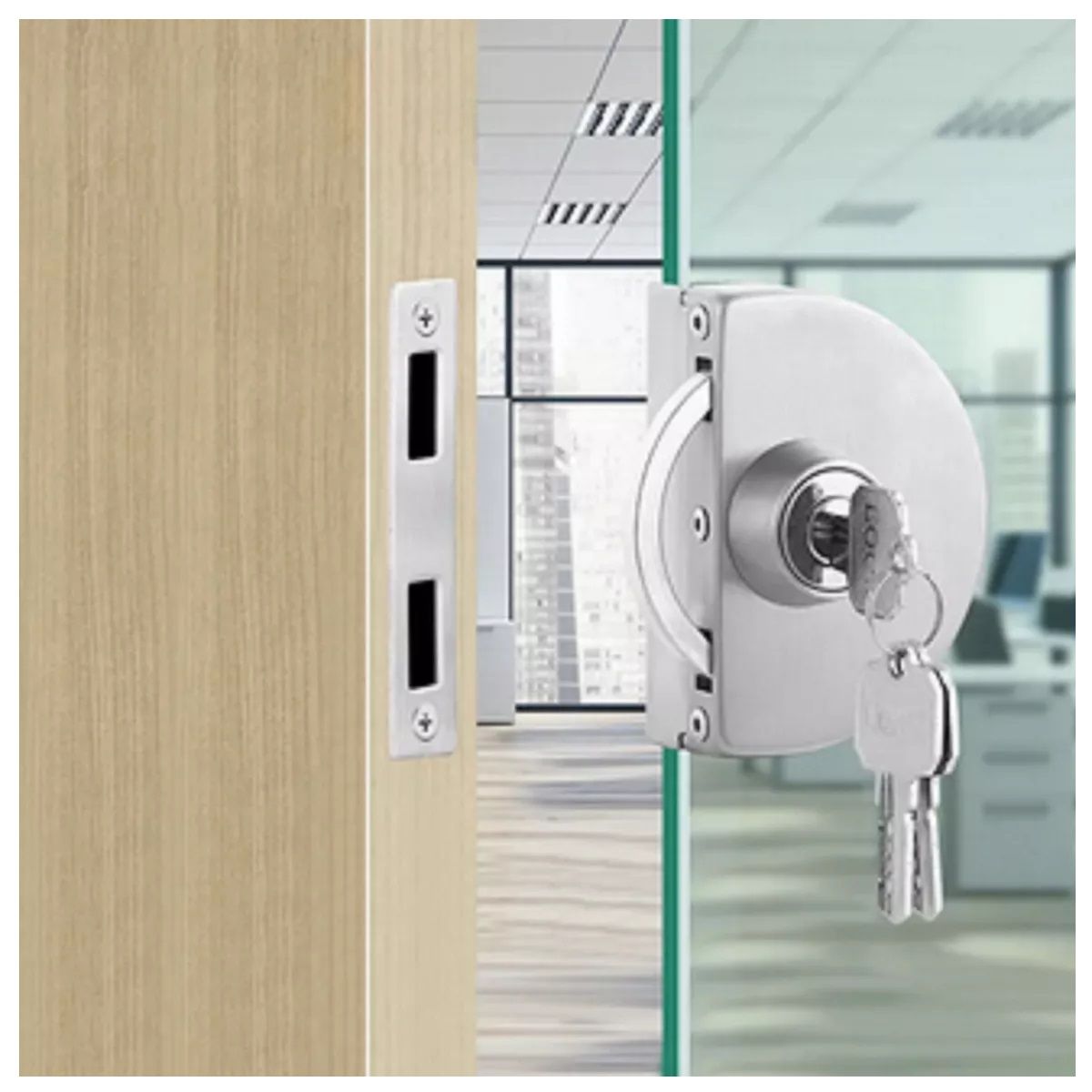 GENERICO - Cerradura Puerta Vidrio A Muro O Piso De 8 A 12mm