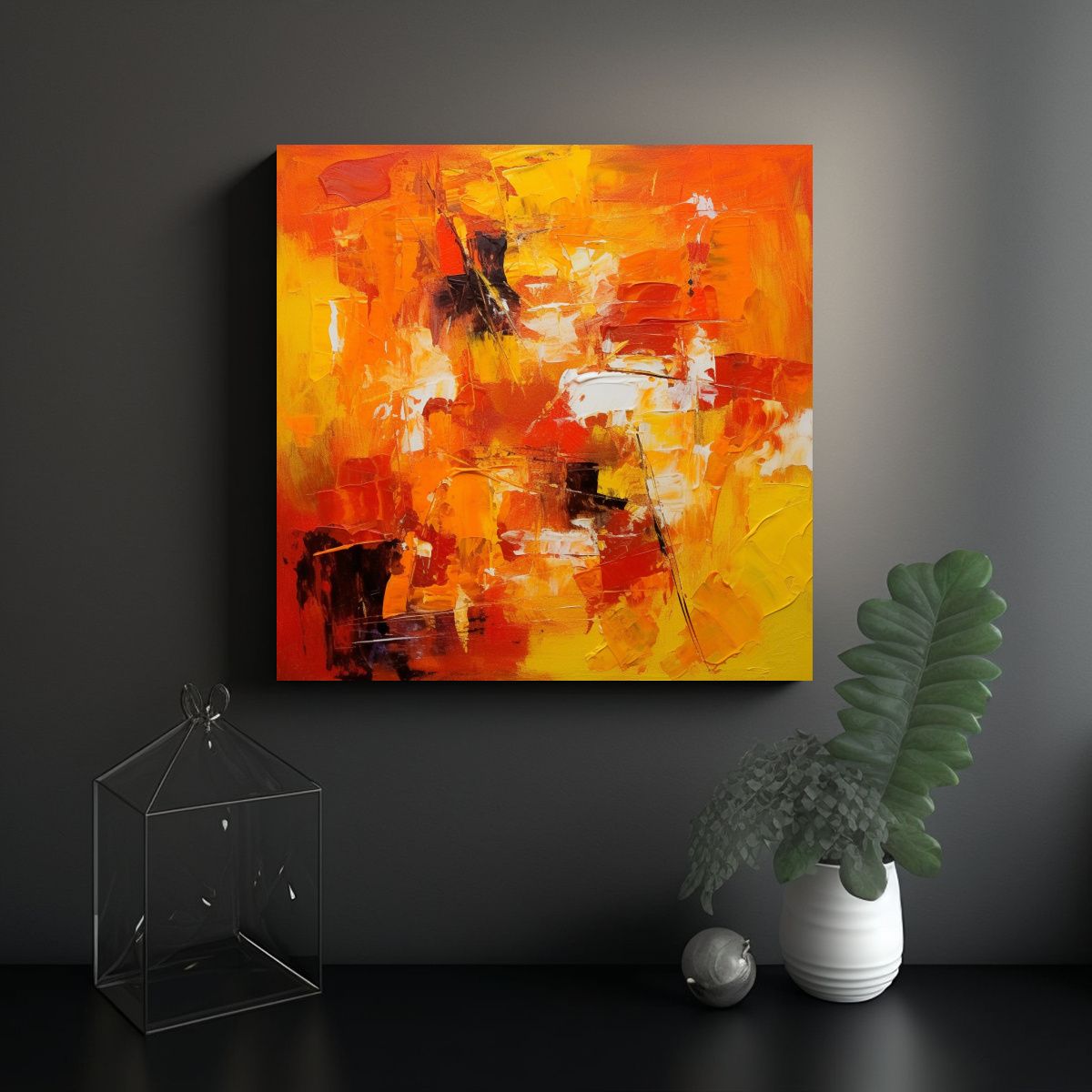 GENERICO - Cuadro Tela Abstracción Moderna Acrílicos 70x70 Cm