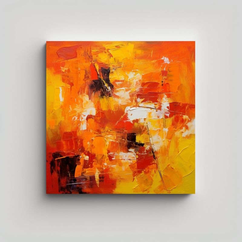 GENERICO - Cuadro Tela Abstracción Moderna Acrílicos 60x60 Cm