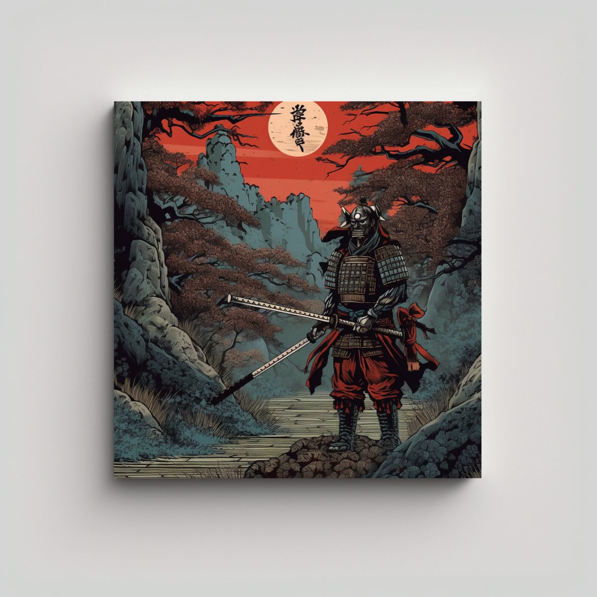 GENERICO - Cuadro Decorativo Fantasía Samurai En Lugar 80x80 Cm