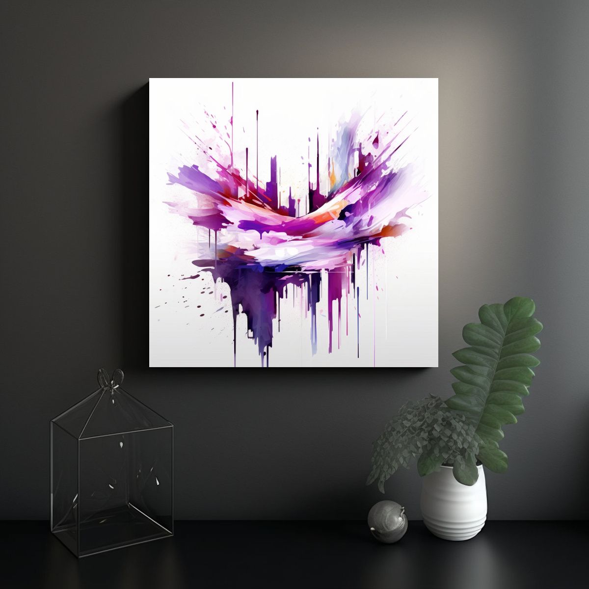 GENERICO - Pintura Abstracta En Bastidor Con Protagonismo De 60x60 Cm