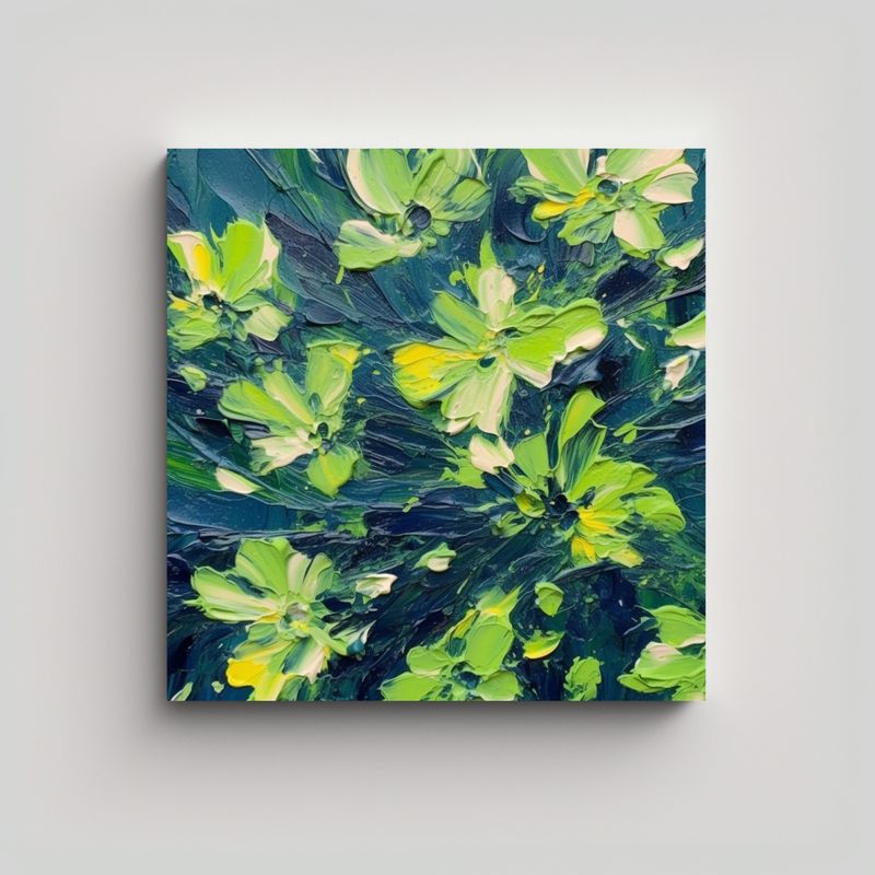 GENERICO - Pinturas Abstractas Borrosas Armónicas En Verde 90x90 Cm