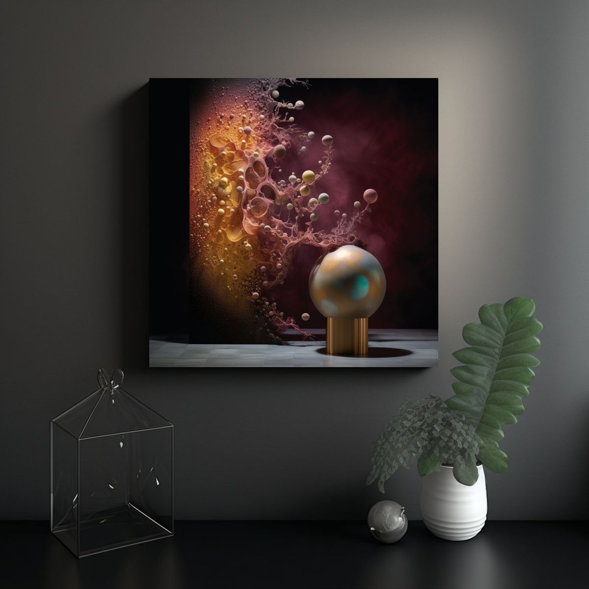 GENERICO - Pintura Lienzo Relieve FOCUS Columna Agua 50x50 Cm