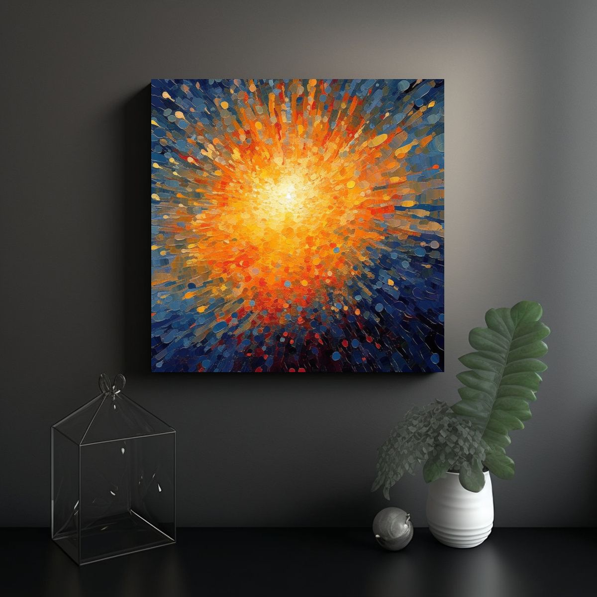 GENERICO - Pintura Impresionista Con Pinceladas De Puntos De 80x80 Cm