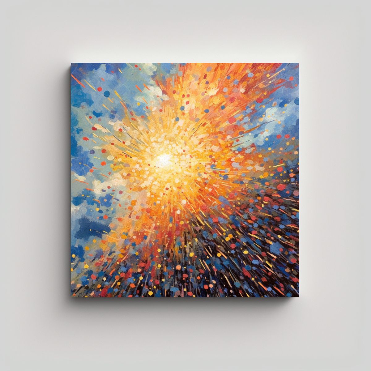 GENERICO - Pintura Impresionista De Puntos Con Pinceladas 90x90 Cm