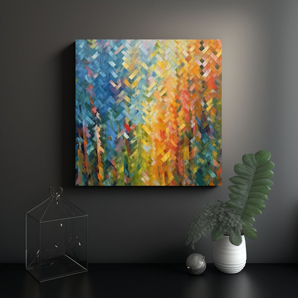 GENERICO - Cuadro Inspiración Naturaleza Con Pinceladas Zig 90x90 Cm