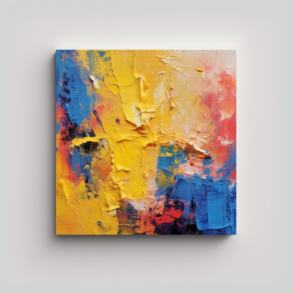 GENERICO - Cuadro Abstracto En Bastidor De Madera Para 90x90 Cm