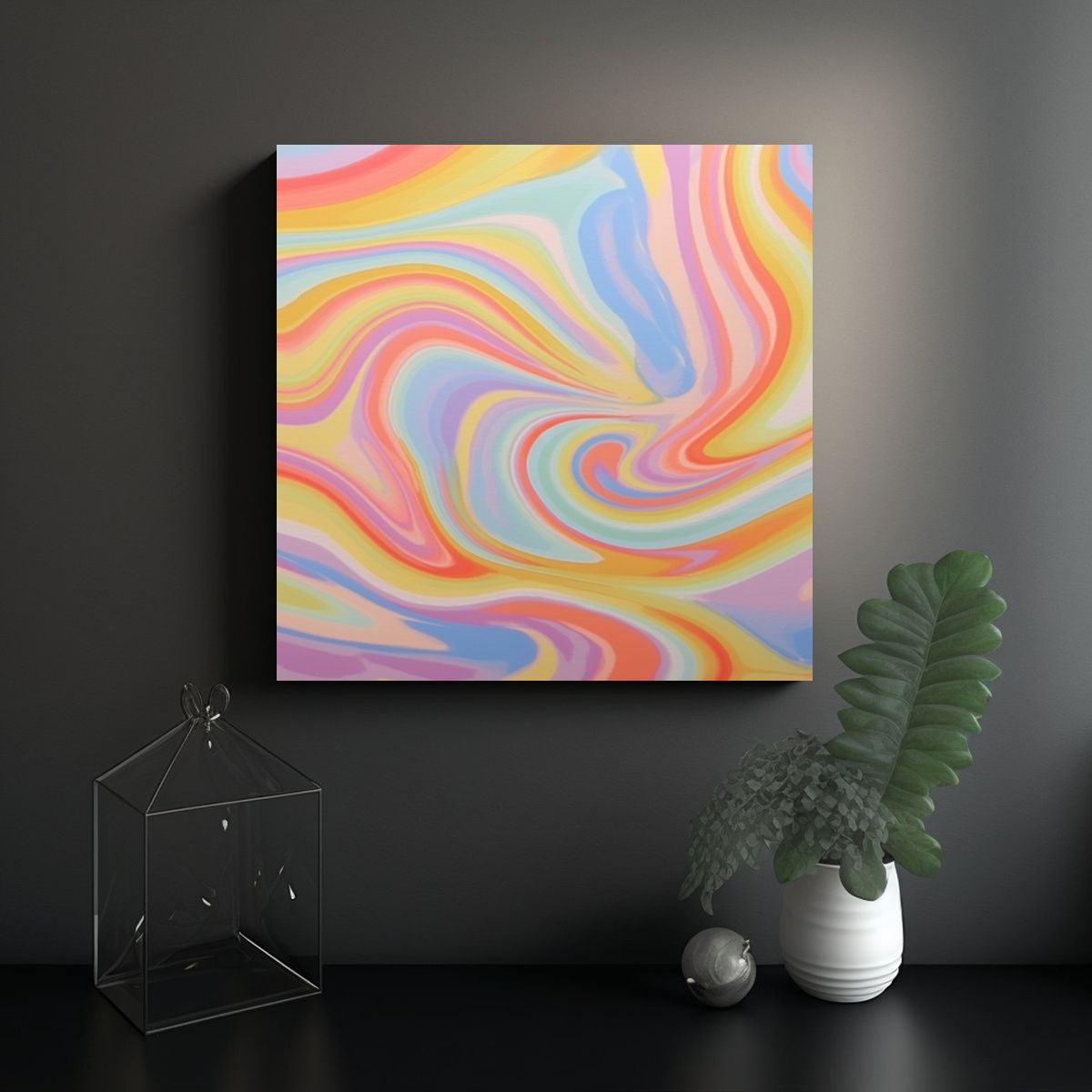 GENERICO - Pinturas Decorativas Vanguardistas En Tonos 80x80 Cm