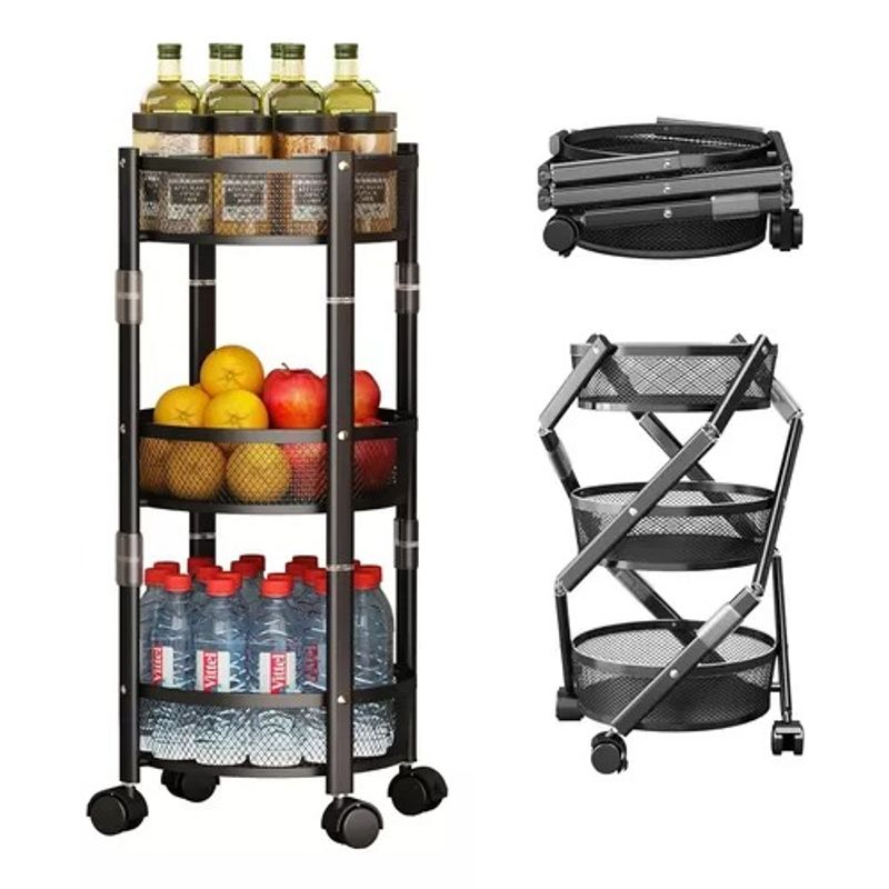 GENERICO - Carro Organizador Estante Metalico Plegable 3 Nivel 262571