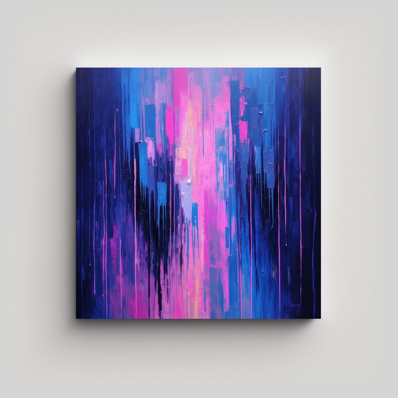 GENERICO - Lienzo Abstracto Con Formas Moradas En Armonía 50x50 Cm