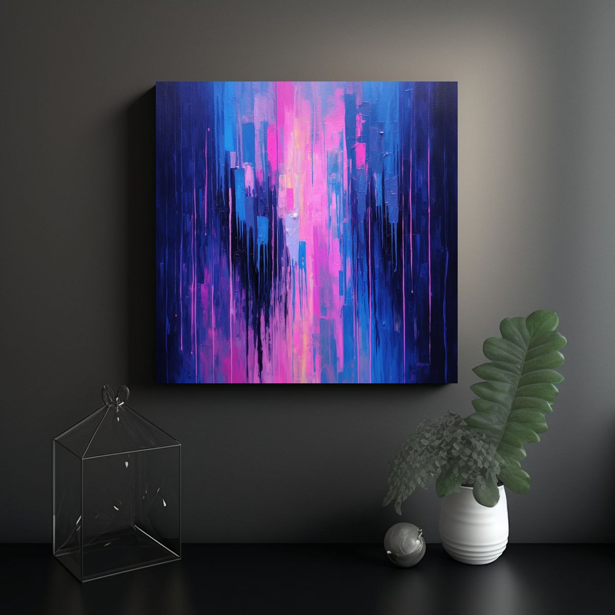 GENERICO - Lienzo Abstracto Con Formas Moradas En Armonía 50x50 Cm