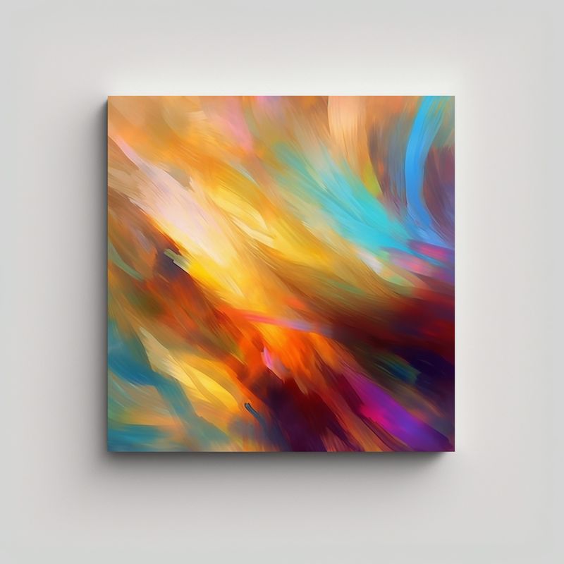 GENERICO - Pintura Arte Moderno Con Pinceladas Estilo Calidez 50x50 Cm