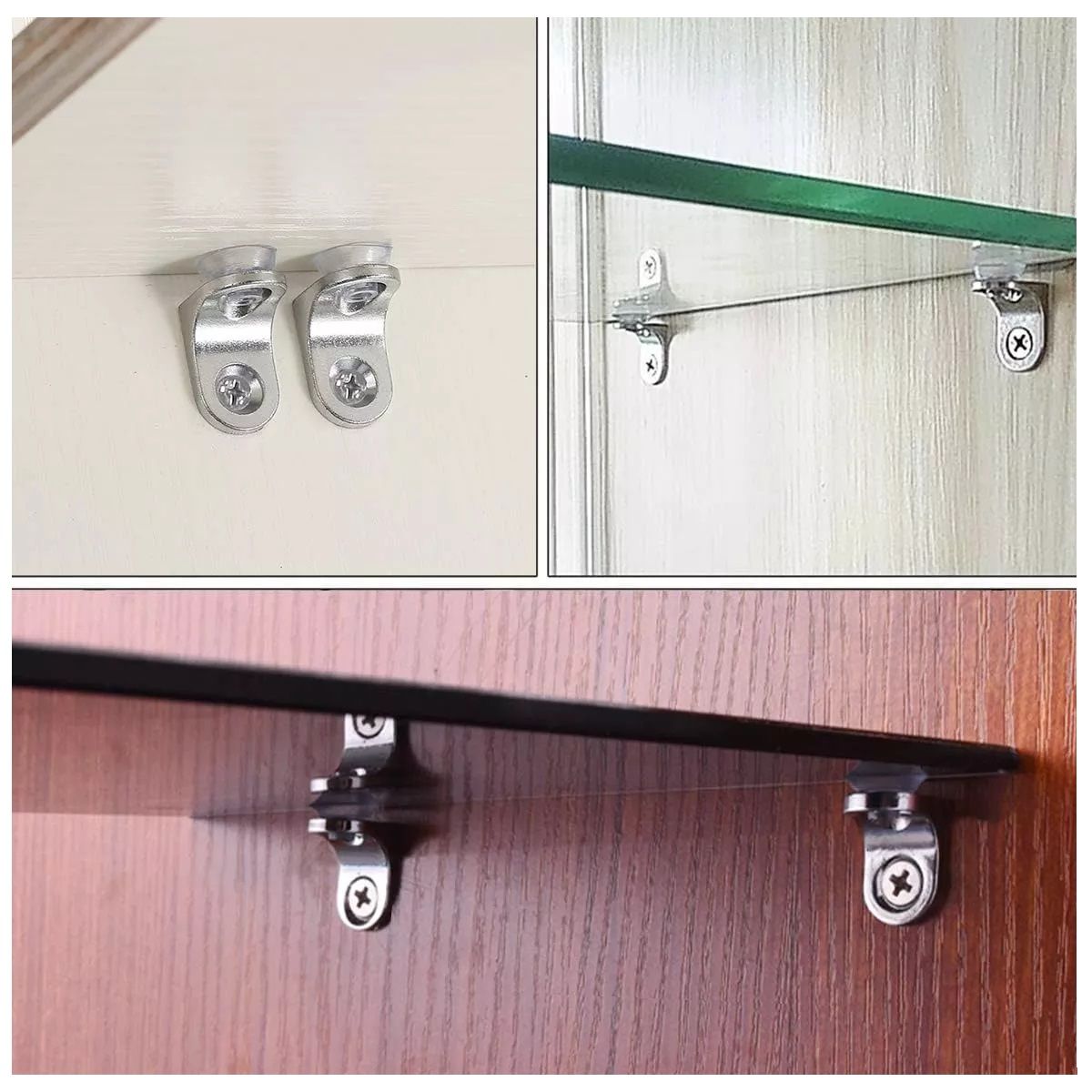 GENERICO - Soporte Repisa Mueble  Vidrio Sobrepuesto Ventosa  10 Un.