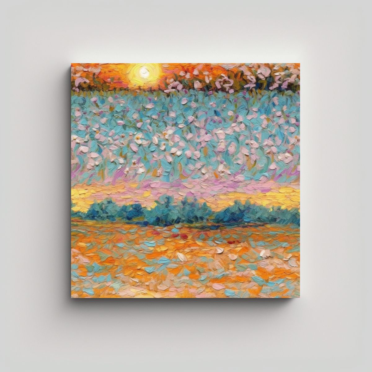 GENERICO - Pintura Al óleo Misteriosa: Campo De Flores Y 70x70 Cm