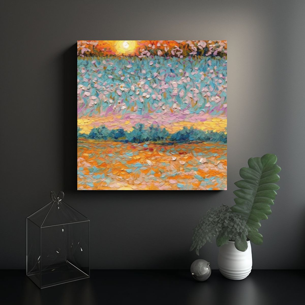 GENERICO - Pintura Al óleo Misteriosa: Campo De Flores Y 70x70 Cm