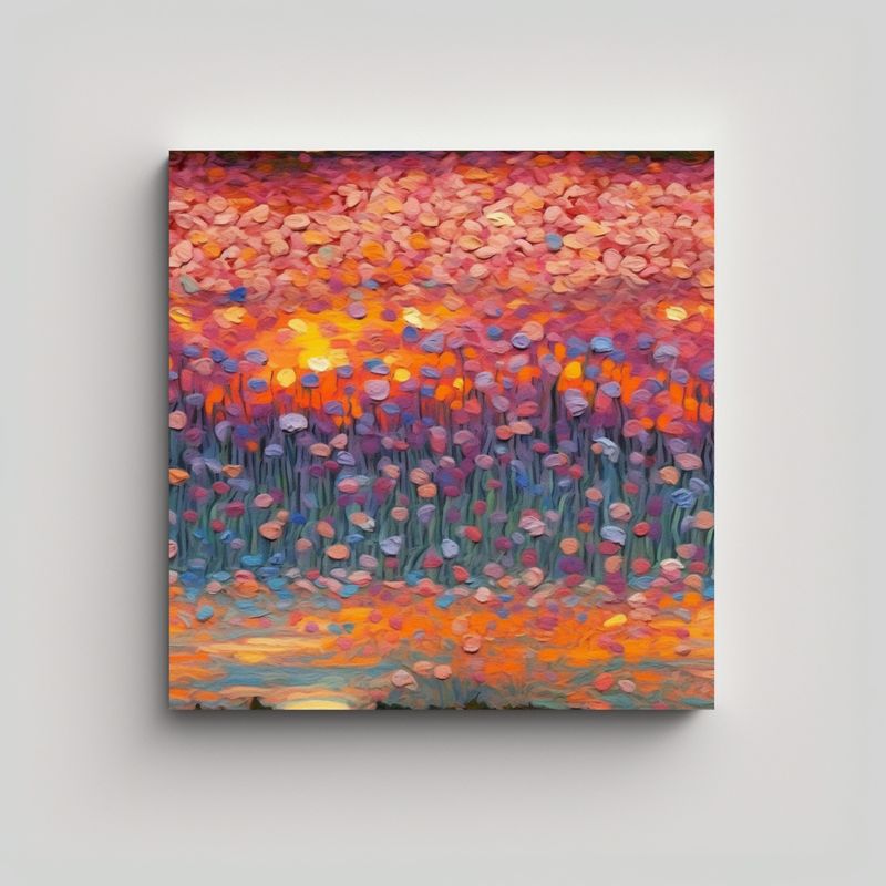 GENERICO - Pintura Impresionista De Campo De Flores Al 50x50 Cm