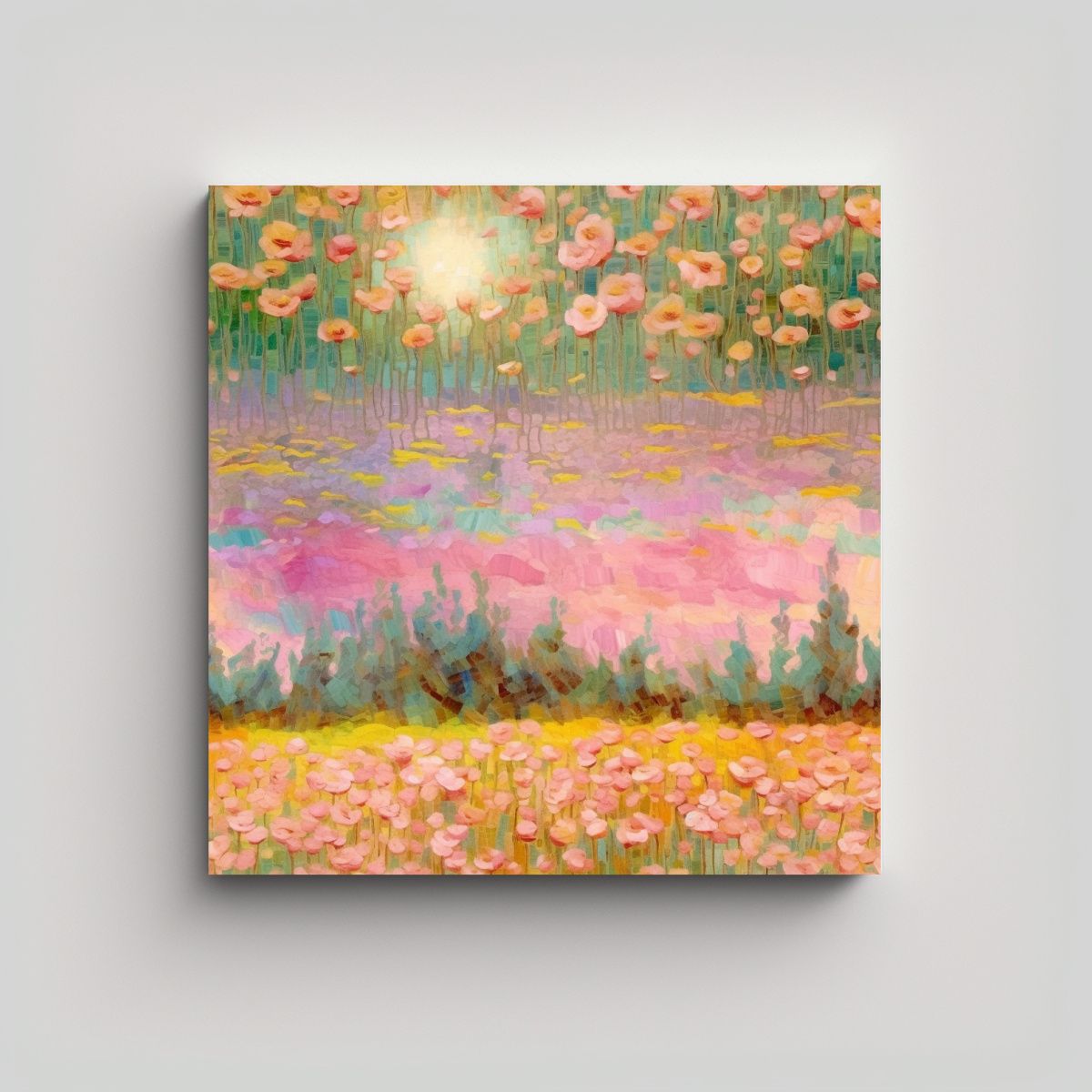 GENERICO - Cuadro Decorativo Moderno: Campo De Flores En 80x80 Cm