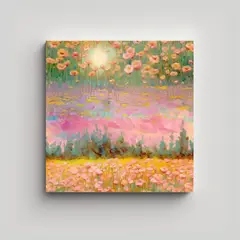GENERICO - Cuadro Decorativo Moderno: Campo De Flores En 50x50 Cm