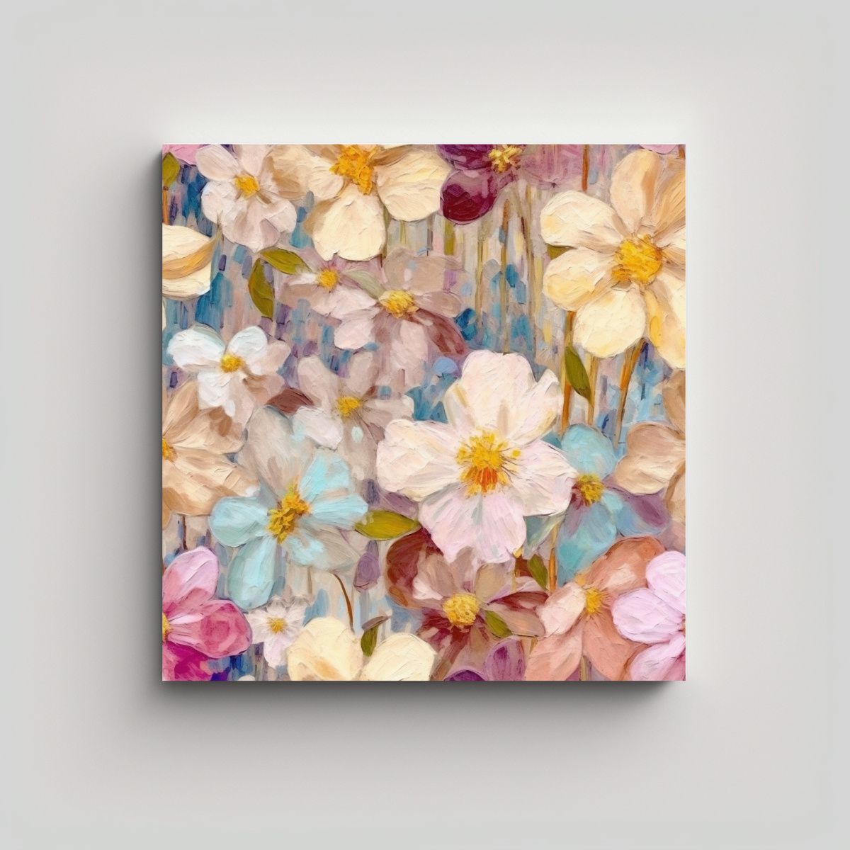 GENERICO - Pintura Al óleo Con Flores Hermosas Brotando En 90x90 Cm