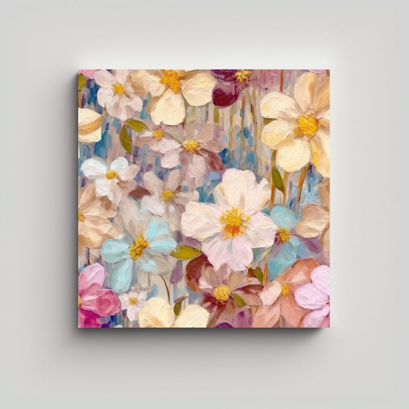 GENERICO - Pintura Al óleo Con Flores Hermosas Brotando En 90x90 Cm