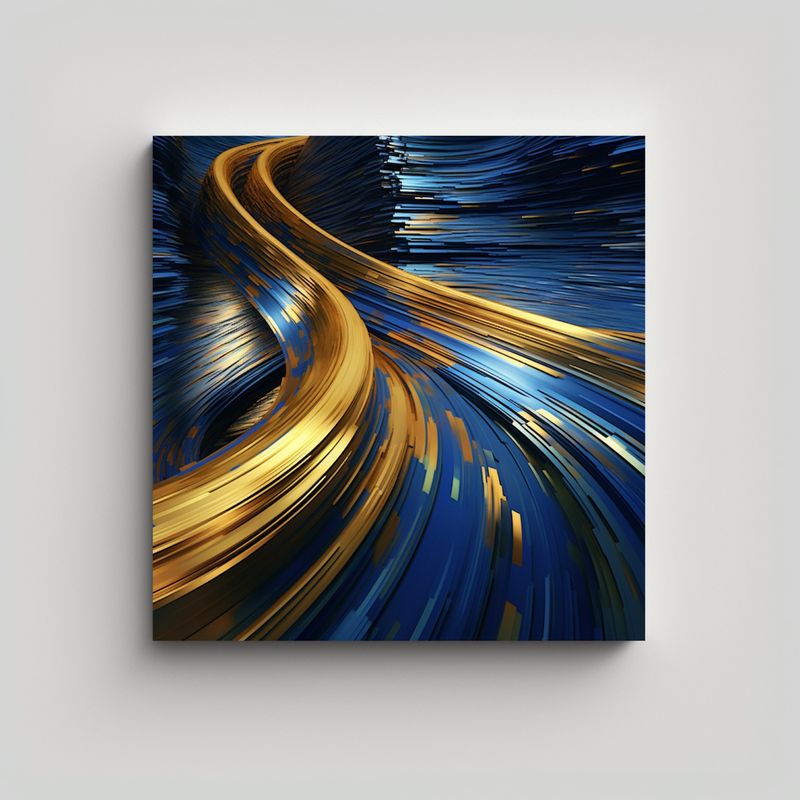 GENERICO - Pinturas Decorativas Vintage Azul Y Dorado 90x90 Cm