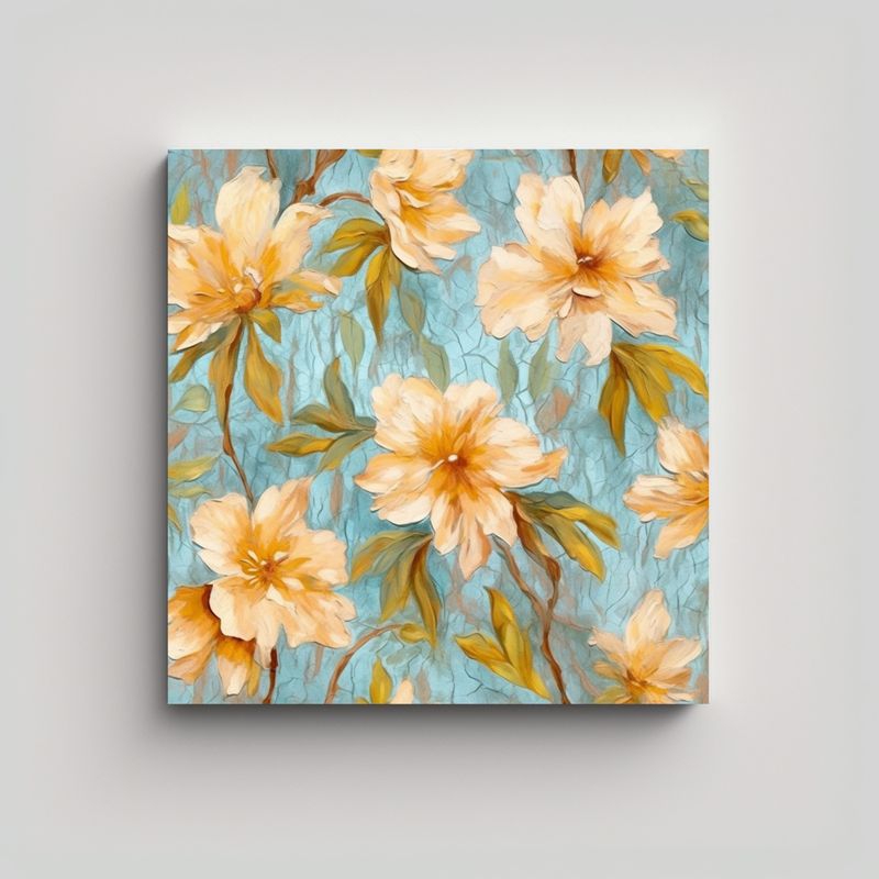 GENERICO - Lienzo Tela Flores Flores Impasto Pintura Al 70x70 Cm