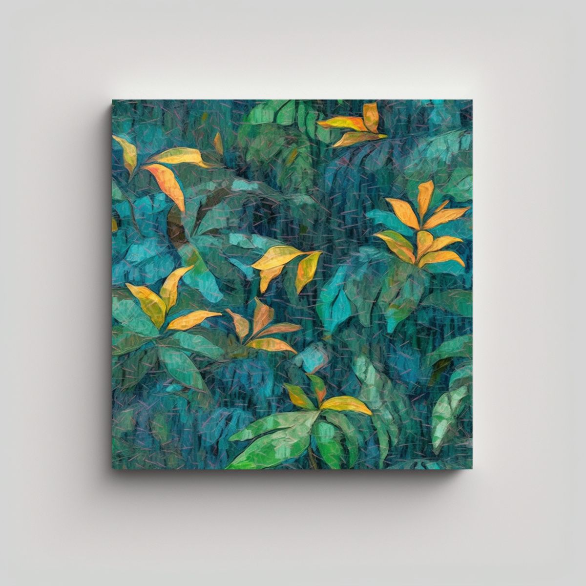 GENERICO - Pintura Acrílica Bosque Tropical En Lienzo Arte 90x90 Cm
