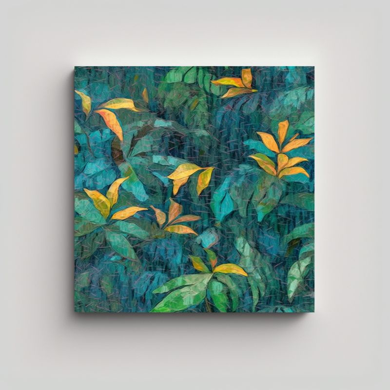 GENERICO - Pintura Acrílica Bosque Tropical En Lienzo Arte 80x80 Cm