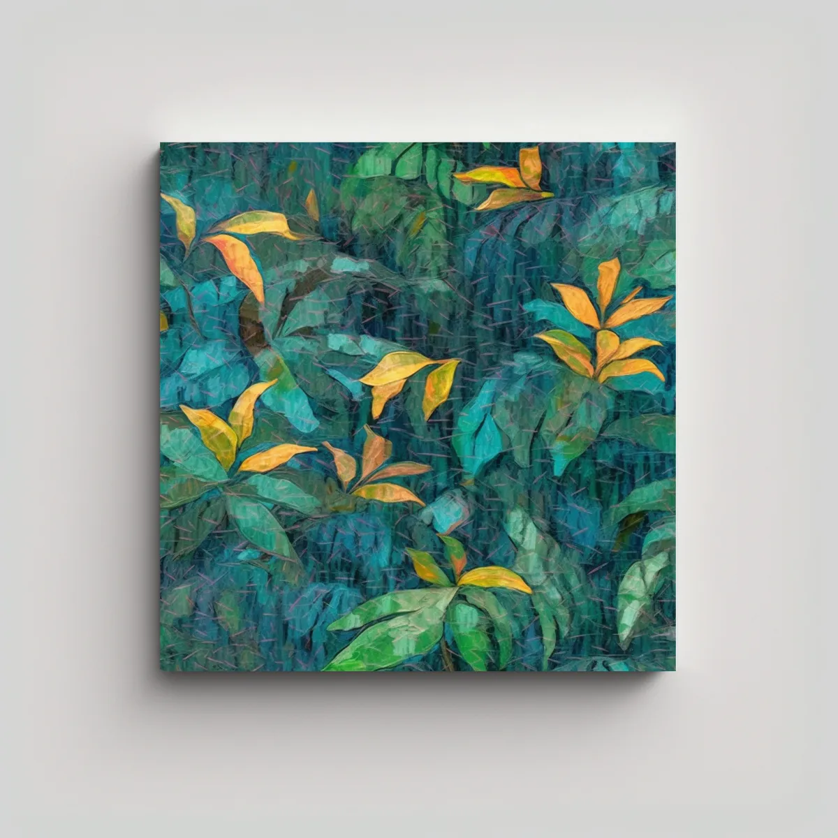 GENERICO - Pintura Acrílica Bosque Tropical En Lienzo Arte 50x50 Cm