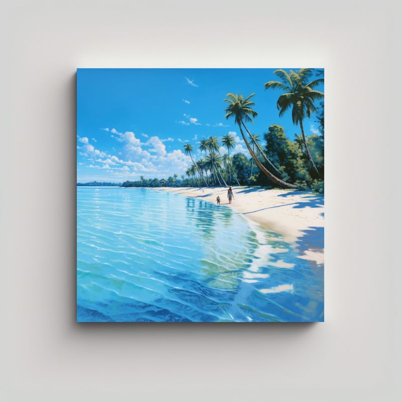 GENERICO - Cuadro De Naturaleza Viva: Playa Tropical Con 70x70 Cm