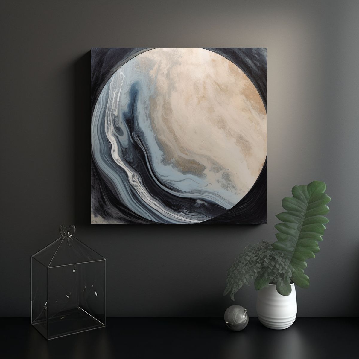 GENERICO - Patrón Intenso En Azul Y Negro Para Decorar Con 90x90 Cm