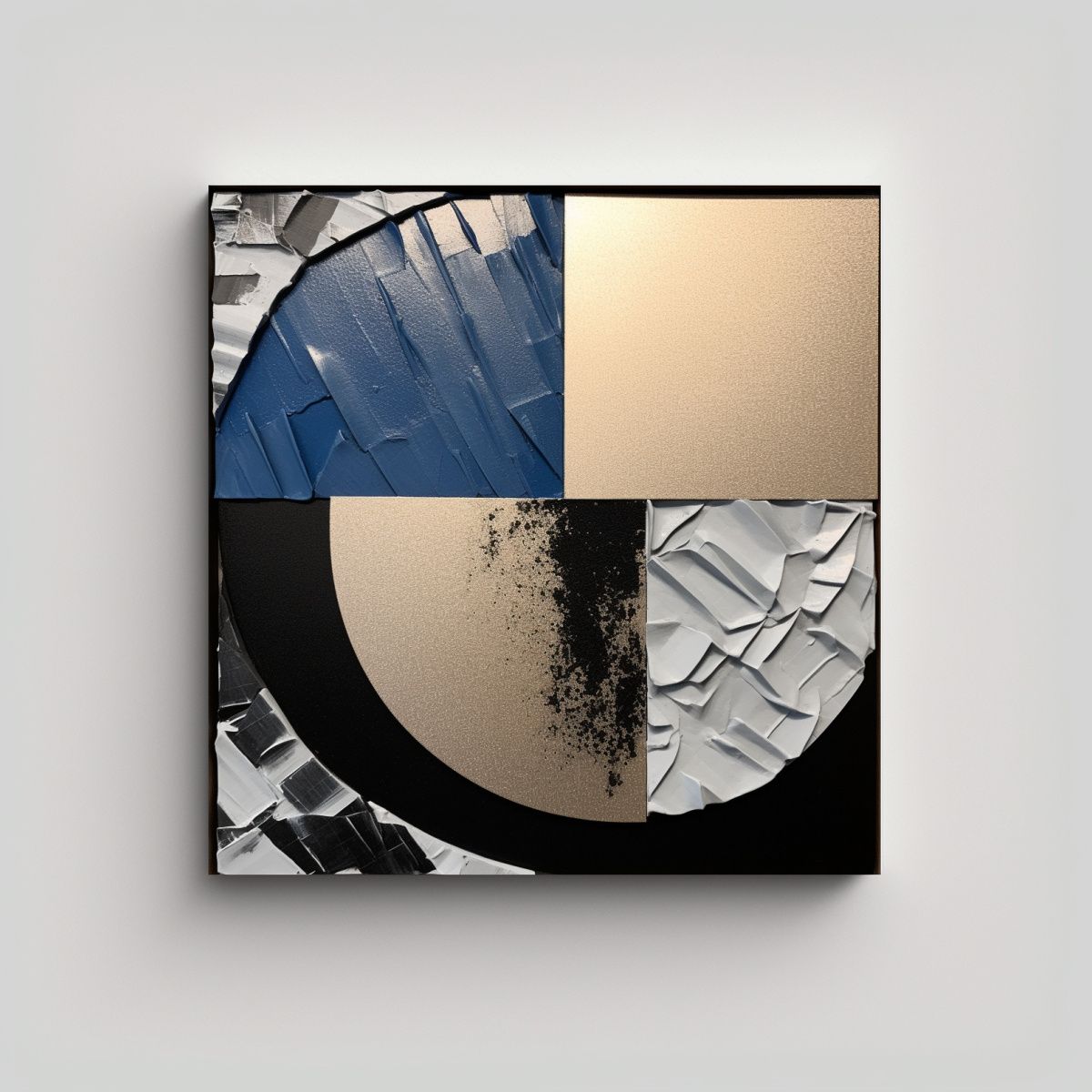 GENERICO - Cuadro Moderno Exclusivo Azul Y Negro Con Franja 50x50 Cm