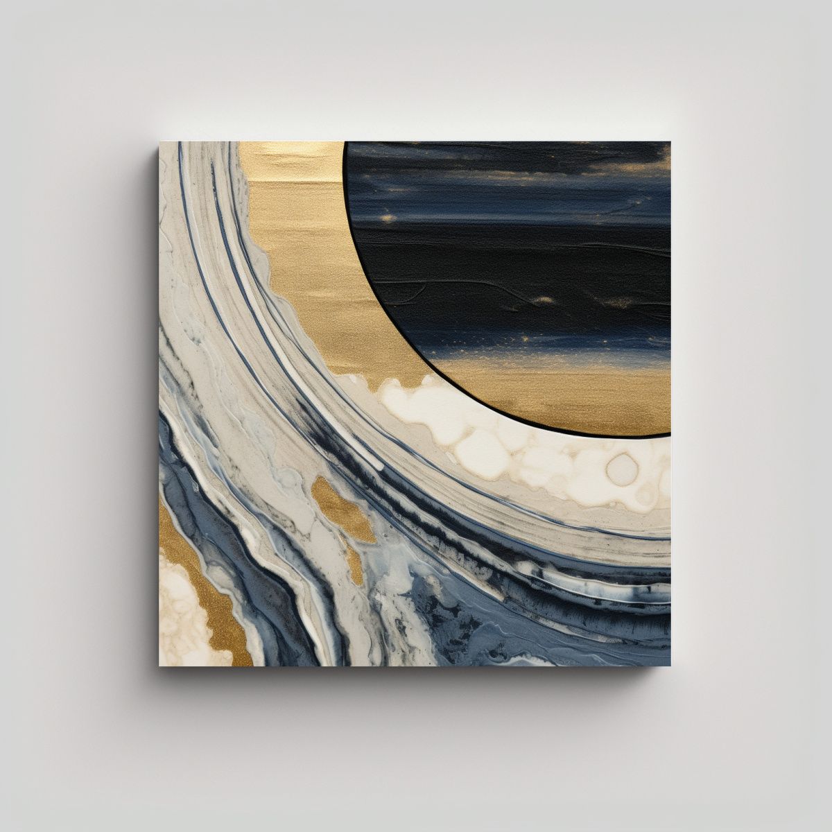 GENERICO - Arte En Bastidor Creativo Azul Y Negro Con Franja 60x60 Cm