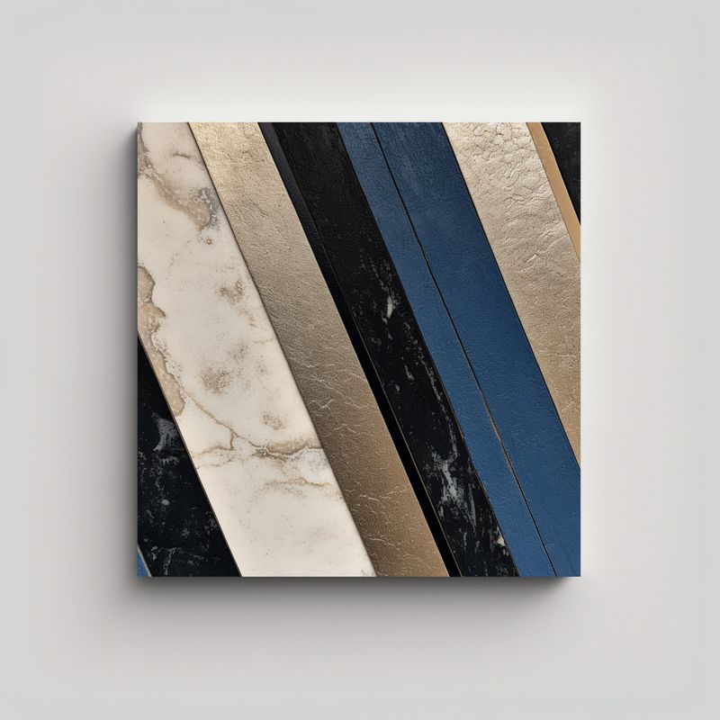 GENERICO - Lienzo Inspiración Azul Y Negro Con Franja Negra 60x60 Cm