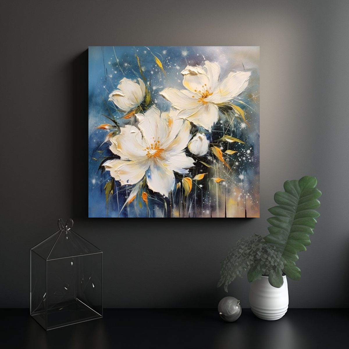 GENERICO - Pintura En Lienzo Abstracta Con Relieve De 70x70 Cm