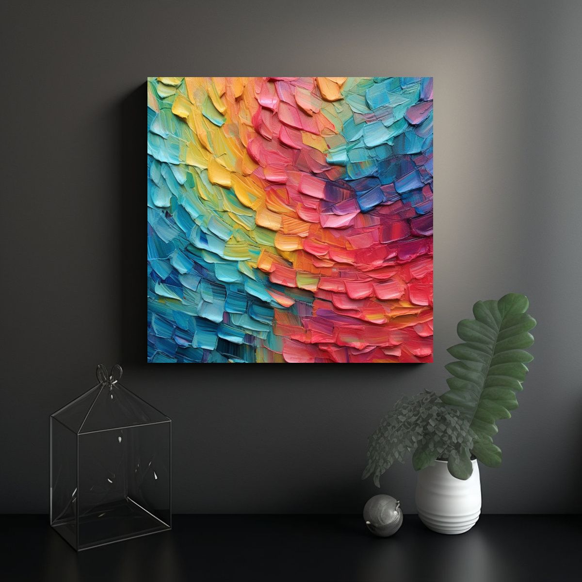 GENERICO - Cuadros Decorativos Con Texturas Coloridas En 60x60 Cm