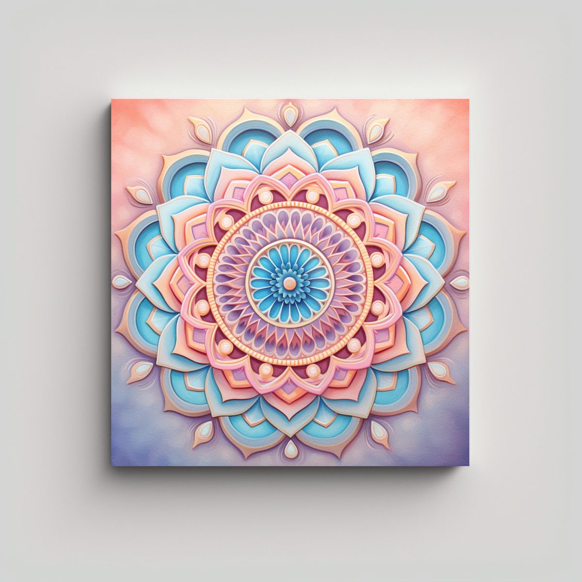 GENERICO - Cuadro Tela Mandala En Tonos Pastel Claro: 90x90 Cm